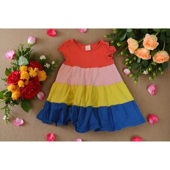 Hanna Andersson Other - Hanna Andersson Girls Dress Size 3T Multicolor Tiered Short Sleeve Playwear